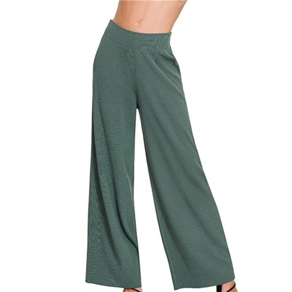 Zenana Viscose Ribbed Sweater‎ Pants - Picture 2 of 3